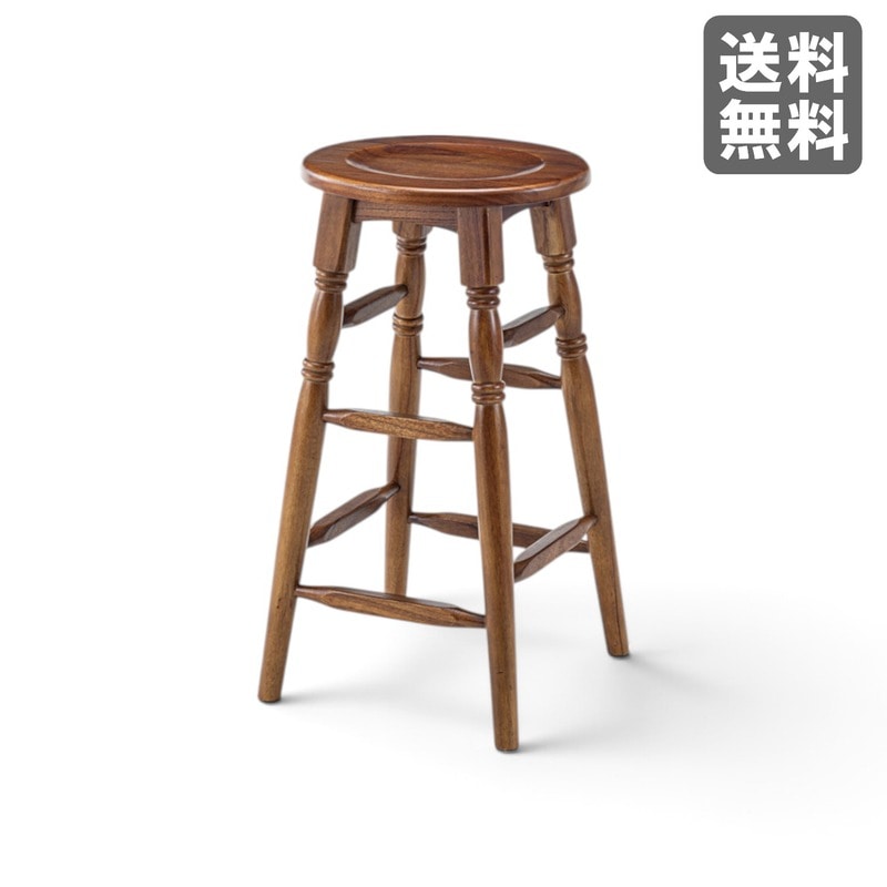 【新品】天然木スツール 楕円座面 ウッド ブラウン クラシックデザイン ハイタイプ　BR002-001119　｜オフィス家具のビックリユース