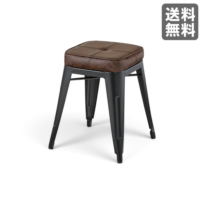 【新品】ソフトレザースツール ブラウン スタッキングチェア 座高48cm　BR002-001202　｜オフィス家具のビックリユース