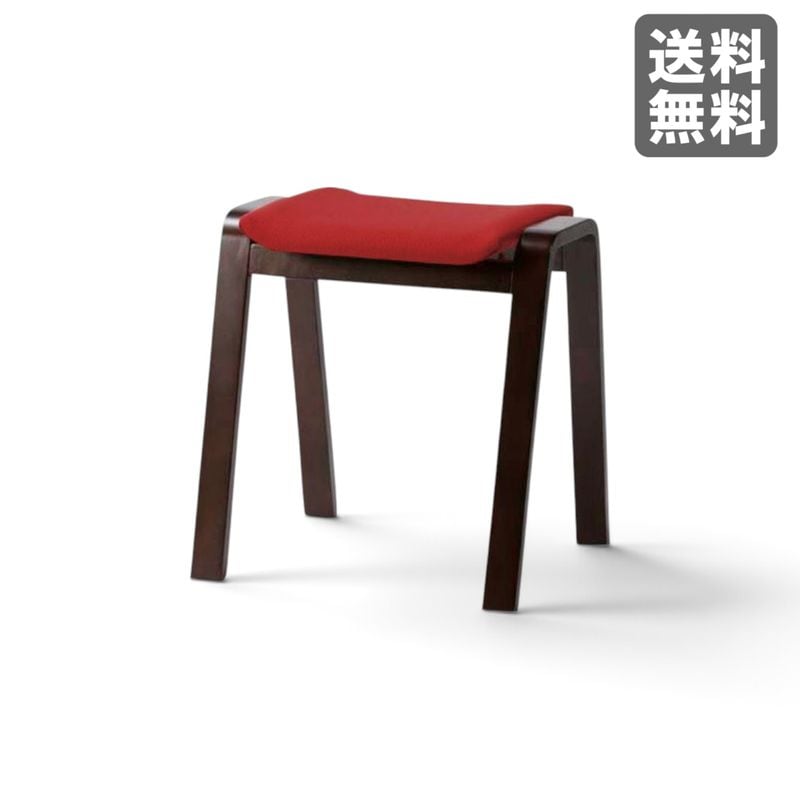 【新品】スタッキングスツール レッド 木製 ファブリック BR002-001207　｜オフィス家具のビックリユース