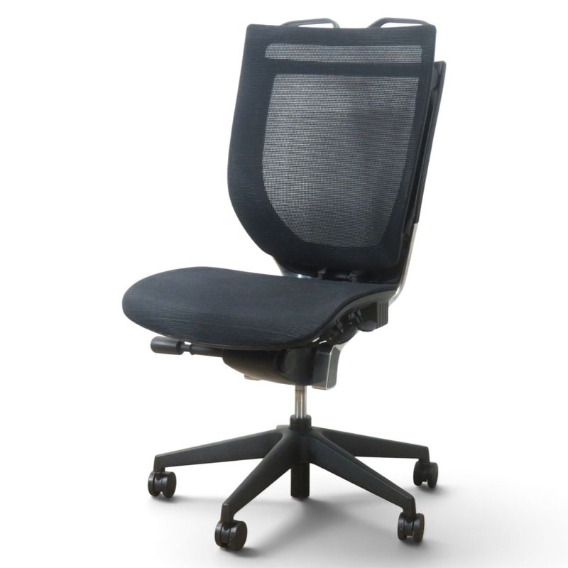 【中古】アイリスチトセ 肘無オフィスチェア VIGOR-ST VIG-P50MO-MM BK ブラック 事務椅子 メッシュ 中古オフィス家具 AG22501　YH22501