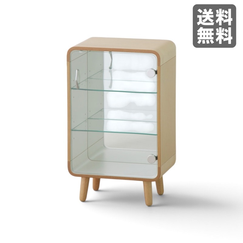 【新品】3段コレクションシェルフ ディスプレイ棚 ガラス 扉付き 推し活 ナチュラル BR002-001696｜オフィス家具のビックリユース