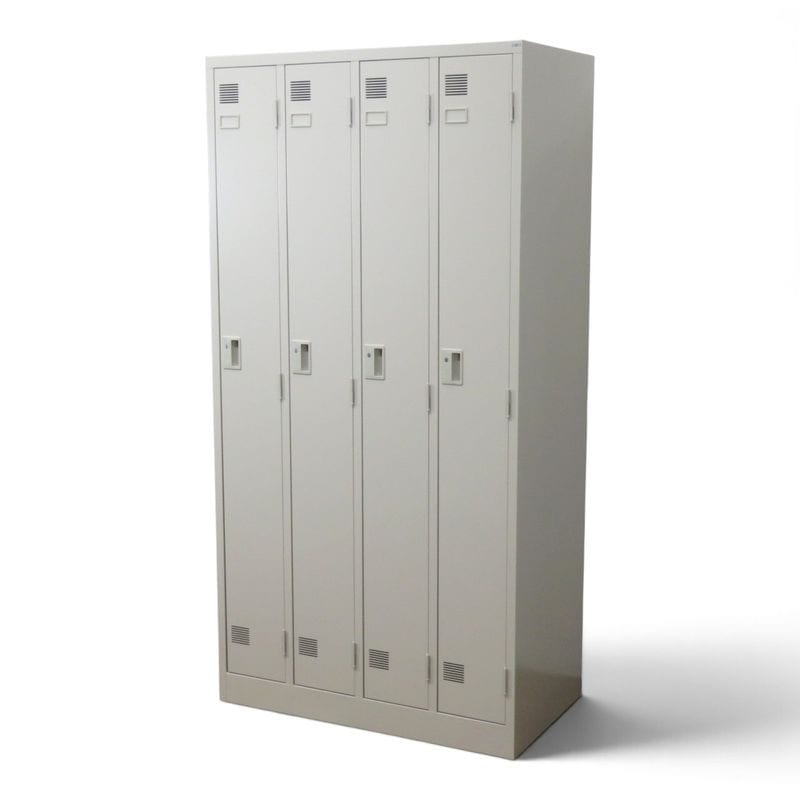 【中古】東洋事務器 4人用ロッカー LK-4 ニューグレー 網棚 ハンガーパイプ 鏡付 中古オフィス家具 AG22417
