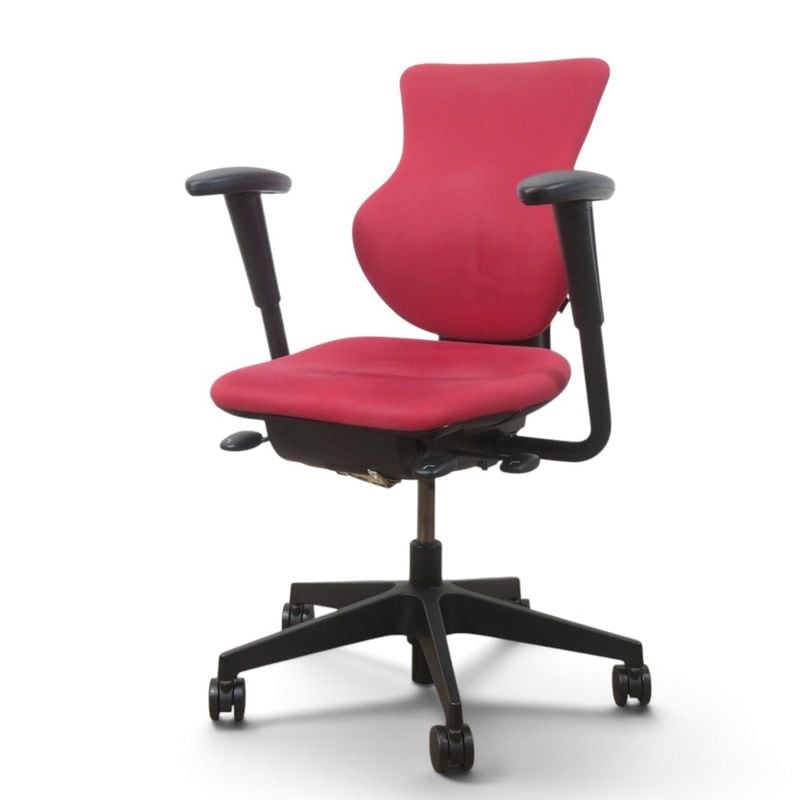【中古】イトーキ 肘付オフィスチェア カシコ KE-349GJ-T1M4 レッド 事務椅子 可動肘 サーキュシート 中古オフィス家具 AG22296