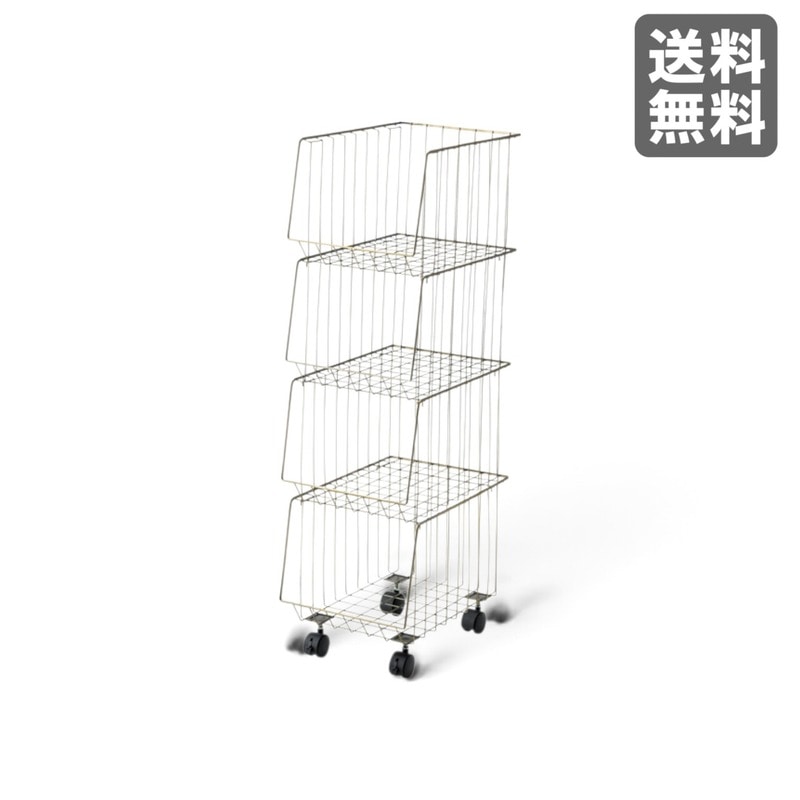【新品】3段スタッキングワゴン アンティークゴールド 幅265mm キャスター インダストリアル調　BR002-001717　｜オフィス家具のビックリユース