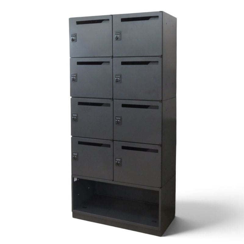 【中古】アイリスチトセ 8人用パーソナルロッカー SSN45PB-4SA-NBK  ブラック 投函口 メールボックス  八人用ロッカー 中古オフィス家具 YH22536