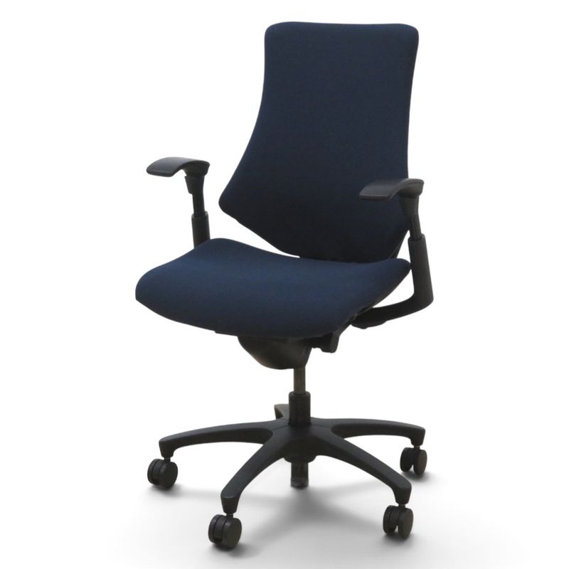 【中古】イトーキ 肘付きオフィスチェア エフチェア KF-330GS-T1B2 ブルー 事務椅子 パソコンチェア リクライニング 布張り 中古オフィス家具 KK22582