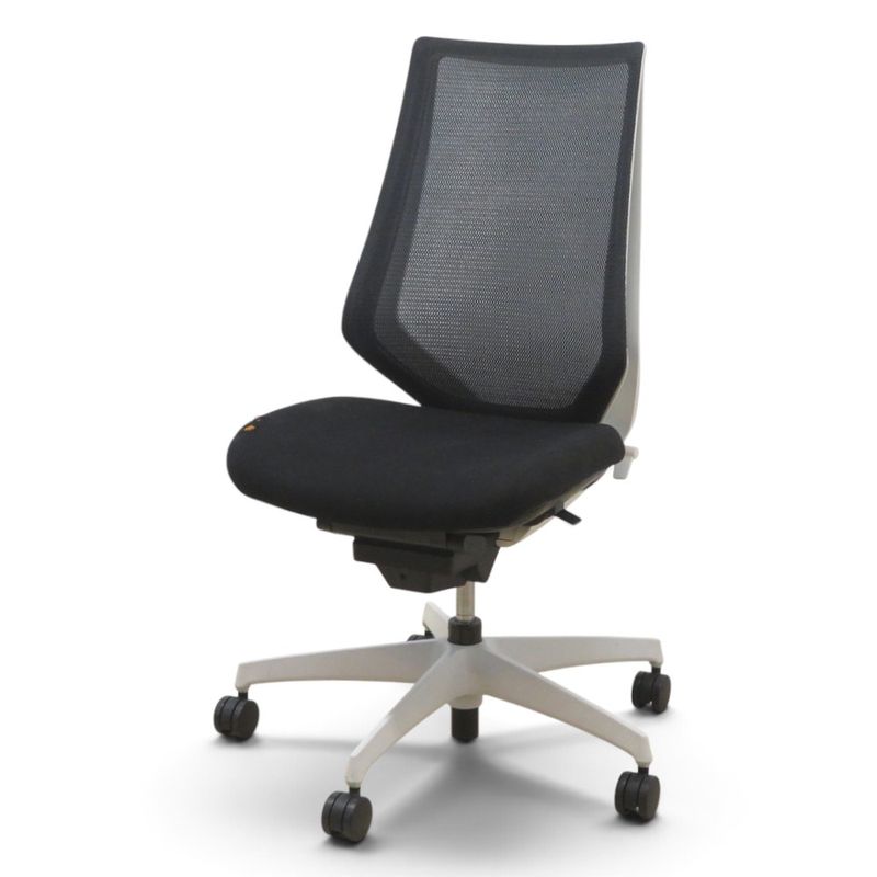 【中古/訳アリ】コクヨ 肘無しオフィスチェア デュオラ ブラック ホワイトシェル 事務椅子 メッシュ 中古オフィス家具 KK18627