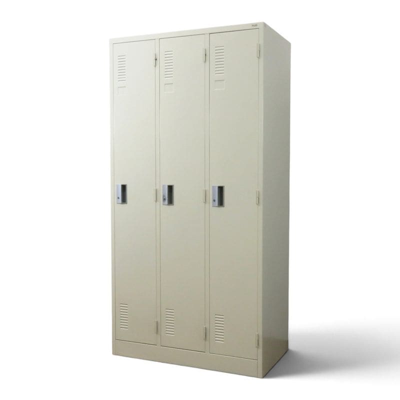 【中古】プラス 3人用ロッカー 902147-ASK アイボリー 網棚 ハンガーパイプ 中古オフィス家具 AG22570
