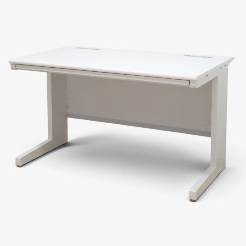 【中古】イナバ 平デスク 255741 ホワイト W120cm 事務机 パソコンデスク 引き出し 配線口 L字脚 中古オフィス家具 KK22586-1