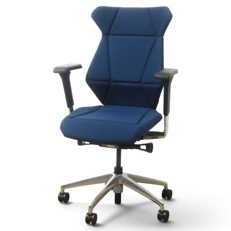 【中古】イトーキ 肘付オフィスチェア フリップフラップ  KF-837GC-ZT B2 ネイビー 可動肘 ガス上下調節 中古オフィス家具 AG22610 YH22610