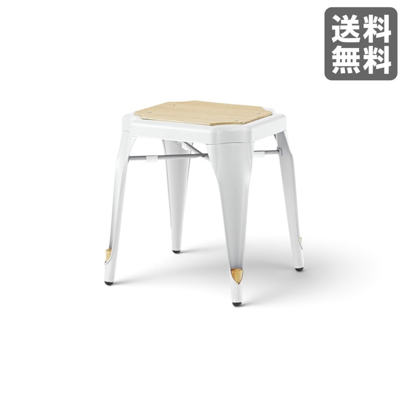 【新品】スツール ホワイト 高さ46cm スタッキング可 スチール インダストリアル調　BR002-003515　｜オフィス家具のビックリユース