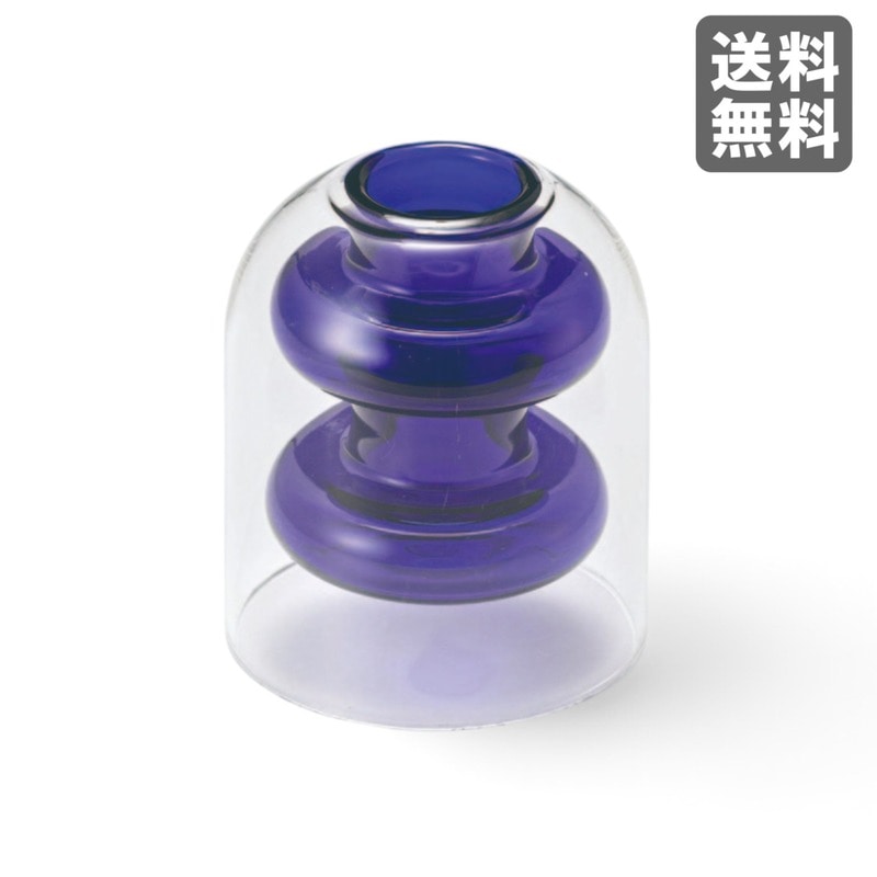 【新品】ガラスベース ブルー ガラス 一輪挿し 花瓶 おしゃれ　BR002-003980　｜オフィス家具のビックリユース