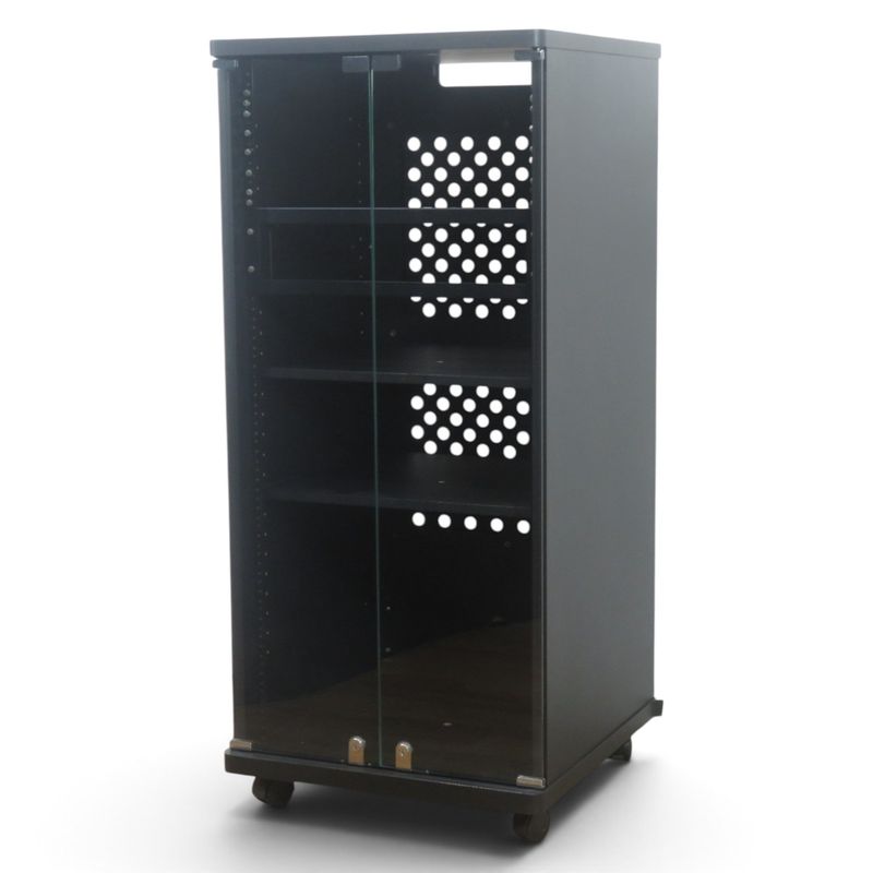 【中古】ビクターインテリア AVラック LK-F 1200EIA ブラック EIA規格（19インチラック）対応 可動棚板 ガラス 扉 中古家具 AG22622