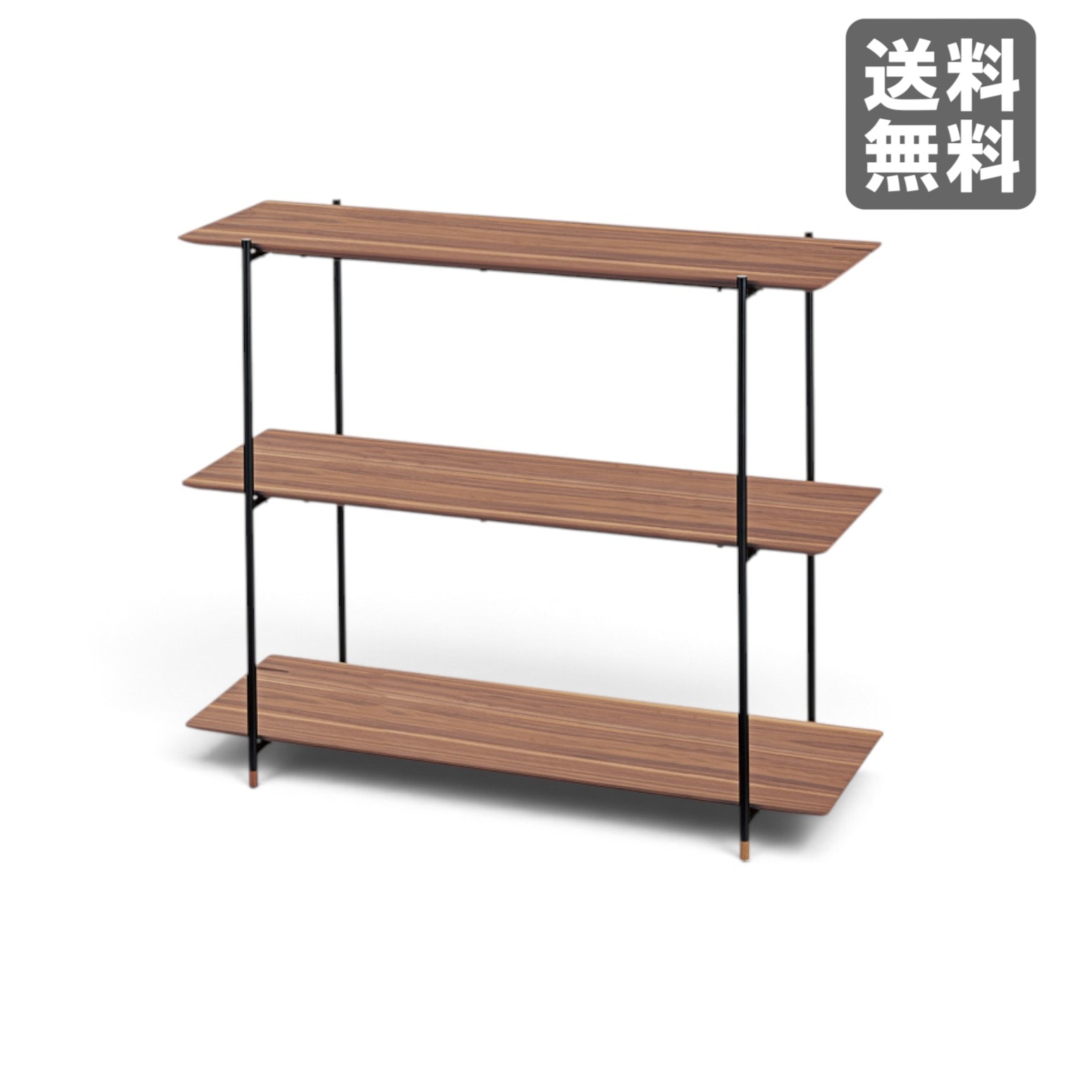 新品】シェルフ3段 108cm幅 ブラウン 天然木化粧繊維板 収納棚