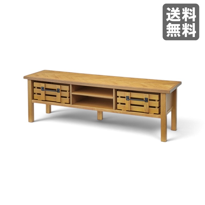 【新品】TVボード 150cm幅 ナチュラル 可動棚1枚 天然木化粧繊維板 テレビ台 収納棚 おしゃれ　BR002-003454　｜オフィス家具のビックリユース