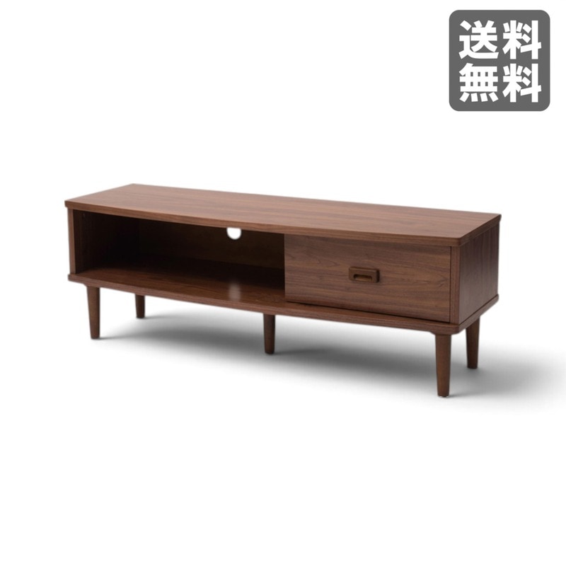【新品】TVボードS 120cm幅  ブラウン 天然木テレビ台 収納棚 おしゃれ　BR002-003458　｜オフィス家具のビックリユース