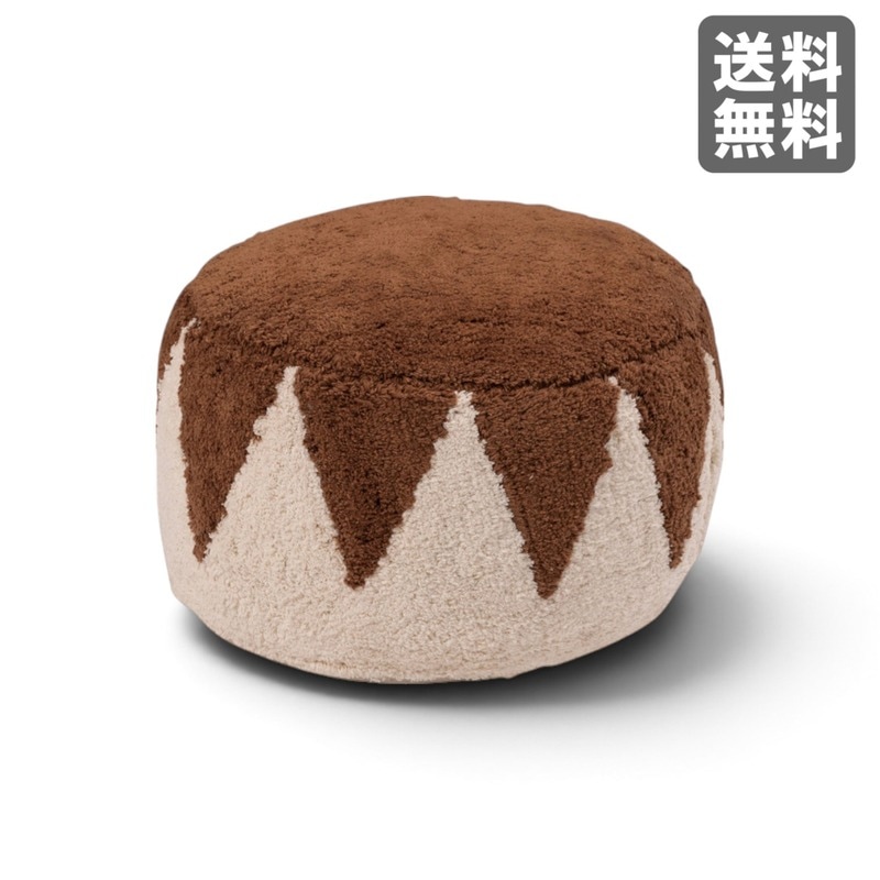 新品】ラウンドスツール コットン 50cm幅 ブラウン オットマン 腰掛け