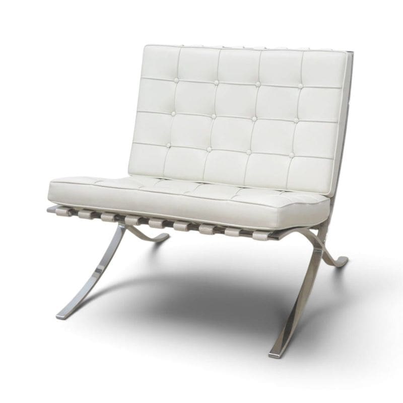【中古】Knoll ノル バルセロナチェア 1Pソファ ホワイト 本革 ラウンジチェア デザイナーズチェア 中古オフィス家具 KK22680