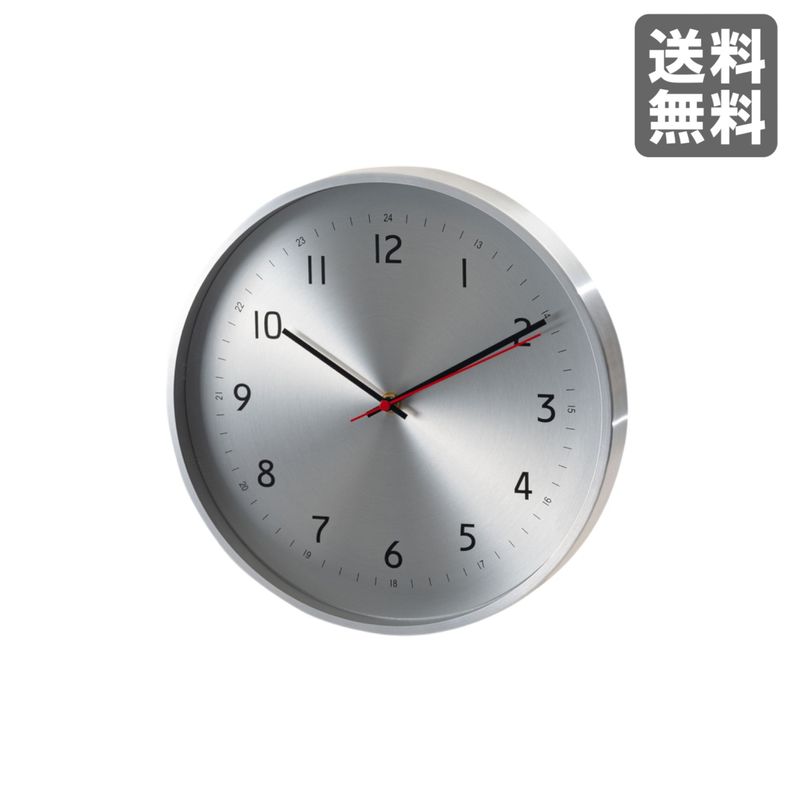 【新品】ウォールクロック シルバー アルミ 31cm幅 壁掛け時計 寝室 シンプル　BR002-003145　｜オフィス家具のビックリユース