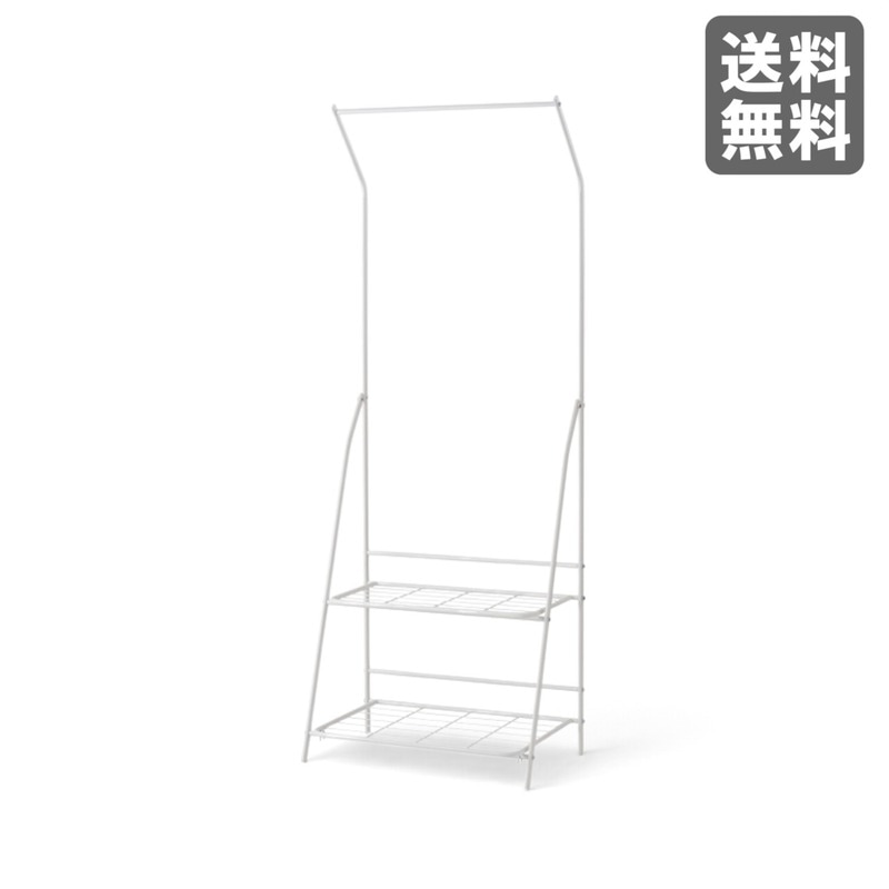 【新品】折りたたみ式ハンガーラック ホワイト スチール 60cm幅 衣類収納 省スペース シンプル　BR002-001850　｜オフィス家具のビックリユース