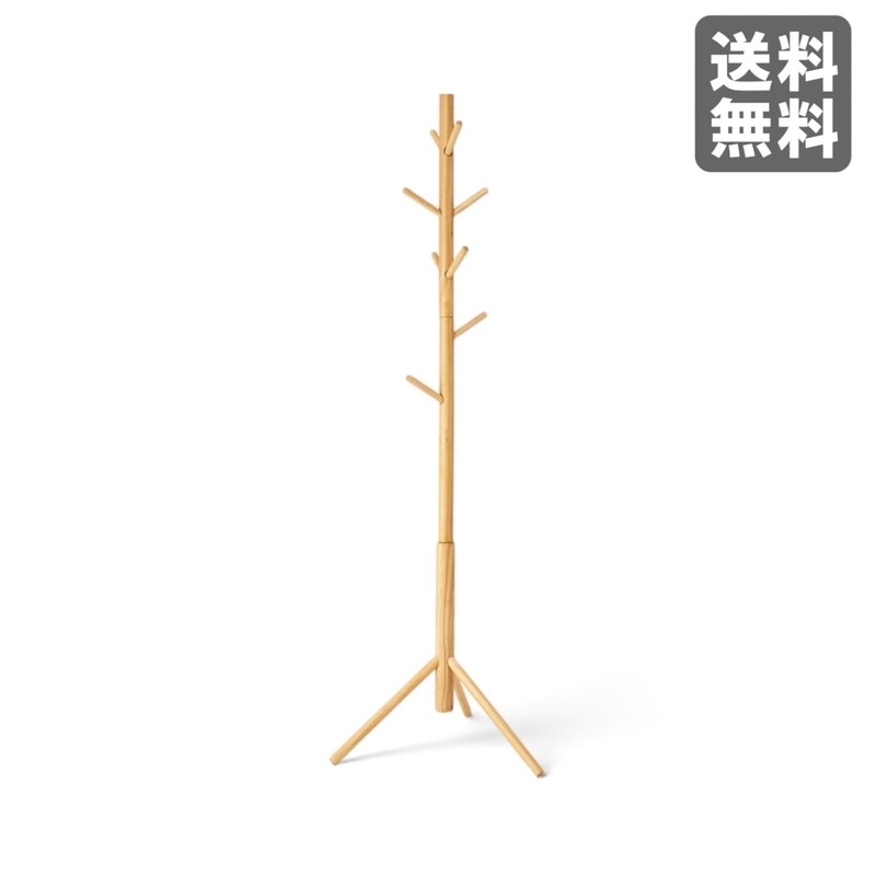 【新品】ポールハンガー ナチュラル 天然木 50cm幅 衣類収納 コートハンガー 北欧　BR002-001872　｜オフィス家具のビックリユース