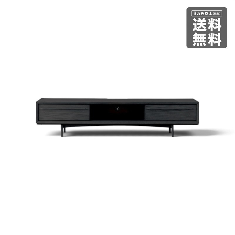【新品】ティモ TVボード150 ブラック 天然木 150cm幅 収納棚 テレビ台 シンプル　BR002-001593　｜オフィス家具のビックリユース