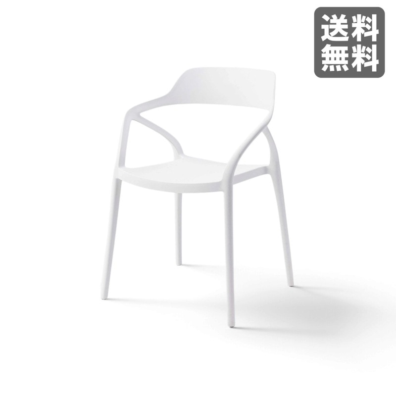 新品】チェア ホワイト スタッキング可 プラスチック 57cm幅