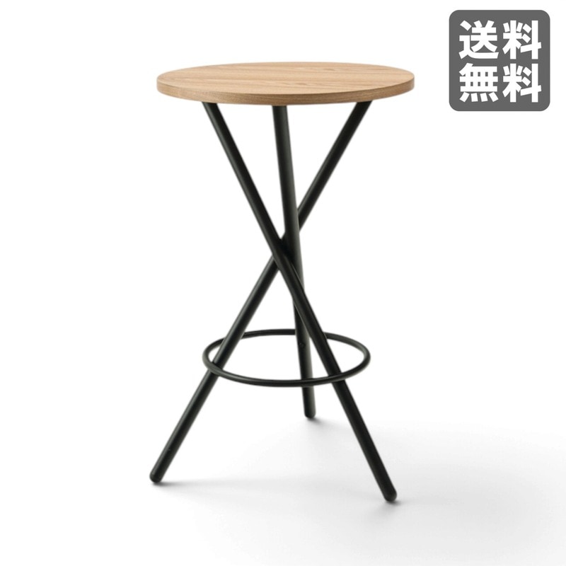 【新品】ラウンドハイテーブル 60cm幅 ナチュラル 天然木 カフェテーブル 丸テーブル スタイリッシュ　BR002-002070　｜オフィス家具のビックリユース
