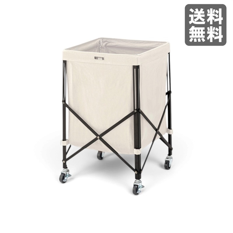 【新品】折りたたみバスケットワゴン アイボリー 折りたたみ式 ファブリック 36cm幅　BR002-003639　｜オフィス家具のビックリユース
