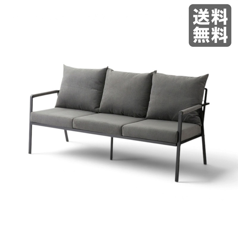 【新品】ソファ3P 168cm幅 コーデュロイ グレー ファブリック 応接 肘掛け スチール インダステリアル　BR002-001068　｜オフィス家具のビックリユース