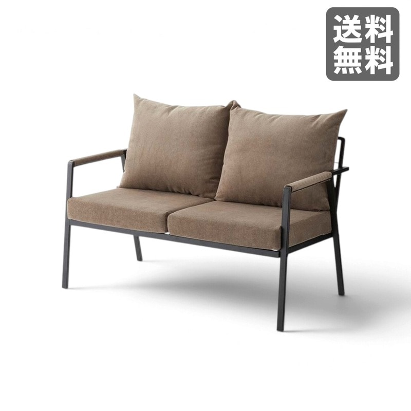 【新品】ソファ2P 114cm幅 コーデュロイ ベージュ ファブリック 応接 スチール インダステリアル　BR002-001063　｜オフィス家具のビックリユース