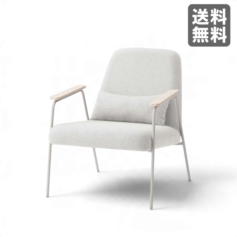 新品】ラウンジチェア 64cm幅 ベージュ ファブリック 一人掛けシンプル