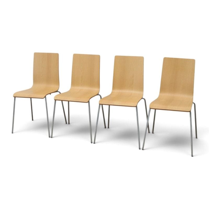 【中古】4脚セット 相合家具 ミーティングチェア ナチュラル スタッキングチェア 会議椅子 中古オフィス家具 KK22755