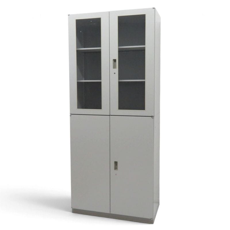 【中古】イトーキ 上下書庫セット シンライン HTM-109HVG-TE／HTMH-109HSS-TE グレー 両開き キャビネ 書類棚 中古オフィス家具 KK22771