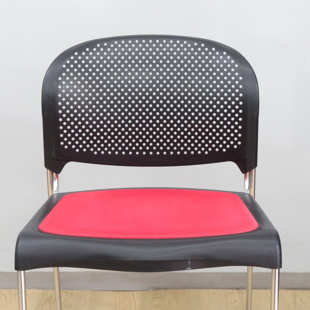 中古】オカムラ スタッキングチェア 8114FX FG61 レッド 会議椅子 肘