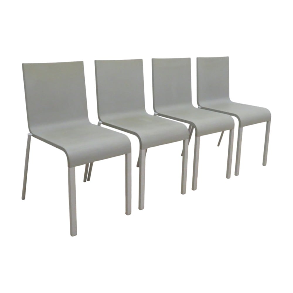 中古】4脚セット vitra. スタッキングチェア ゼロスリー グレー 肘無し