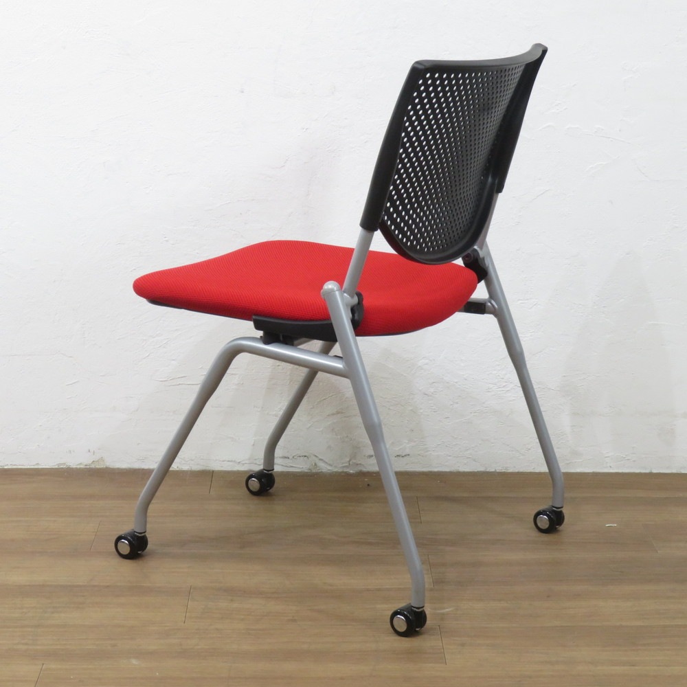 中古】オカムラ ミーティングチェア プロスタック 8140FZ FSN1 レッド