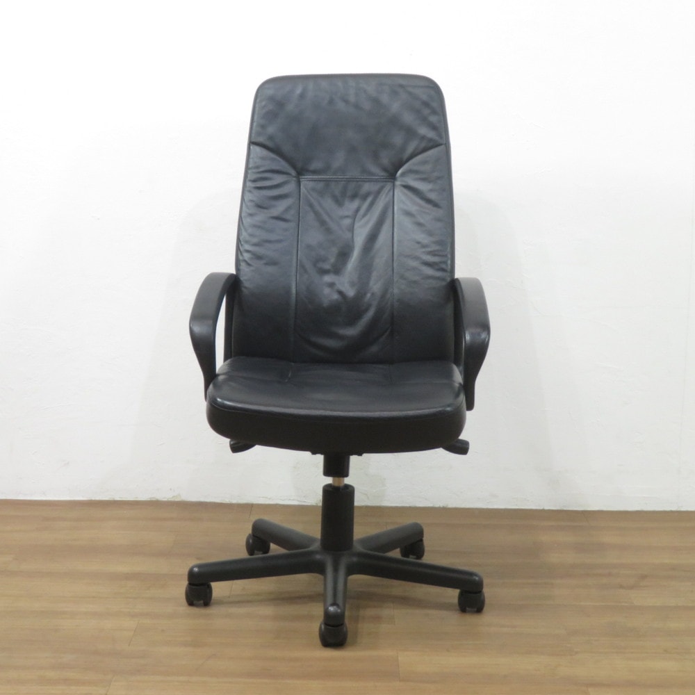 中古】 役員用エグゼクティブ ブラック 社長椅子 オフィスチェア