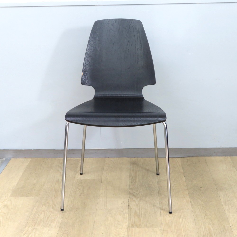 中古】イケア VILMAR スタッキングチェア 21225 ブラック 木目調