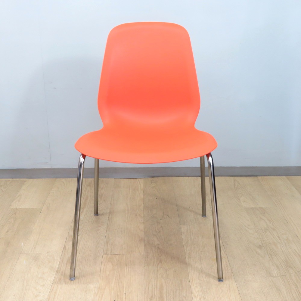 中古】イケア BRORINGE スタッキングチェア オレンジ スチール脚 中古