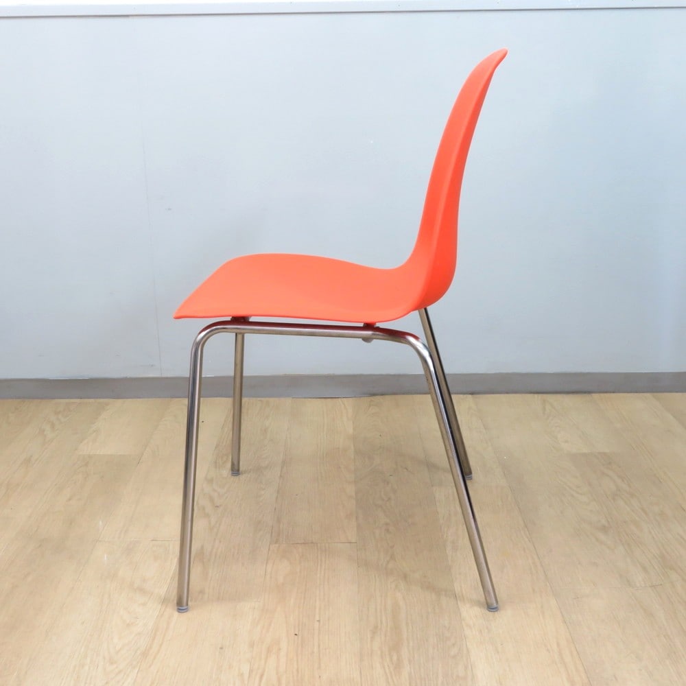 中古】イケア BRORINGE スタッキングチェア オレンジ スチール脚 中古
