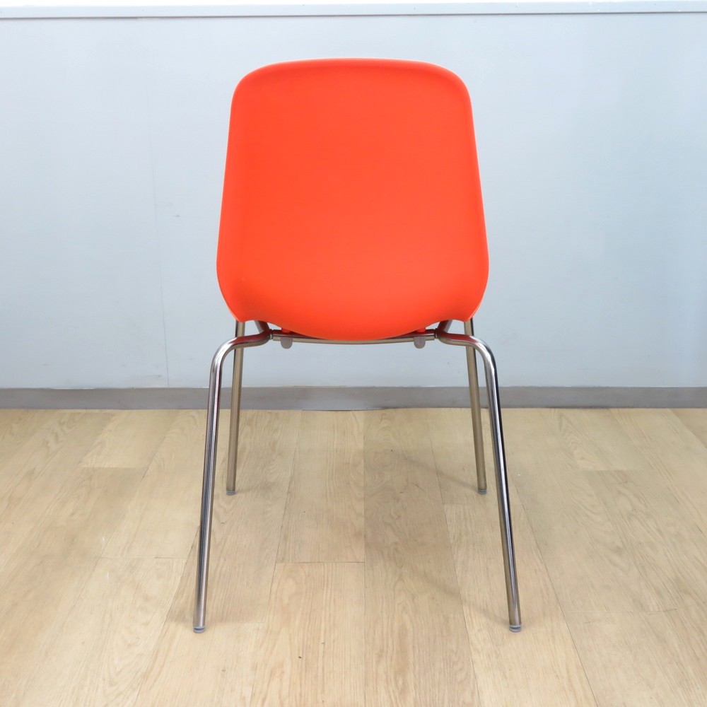 中古】イケア BRORINGE スタッキングチェア オレンジ スチール脚 中古