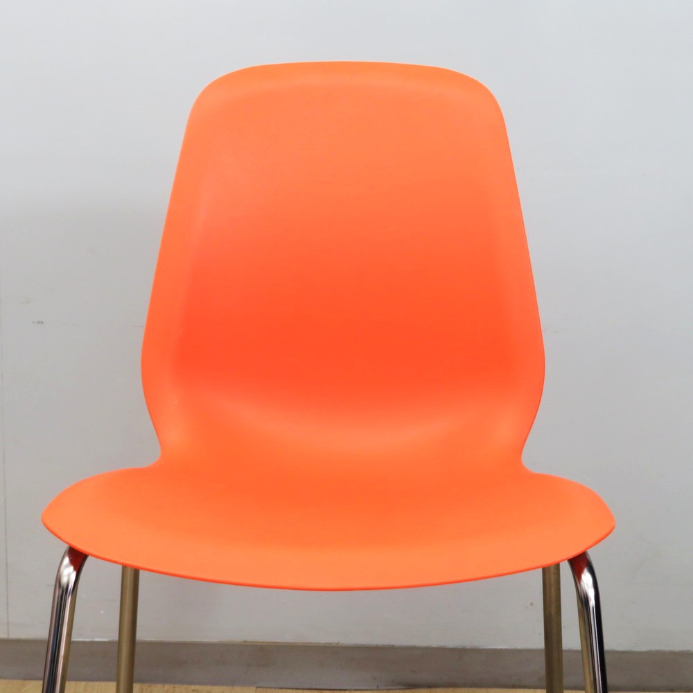 中古】イケア BRORINGE スタッキングチェア オレンジ スチール脚 中古