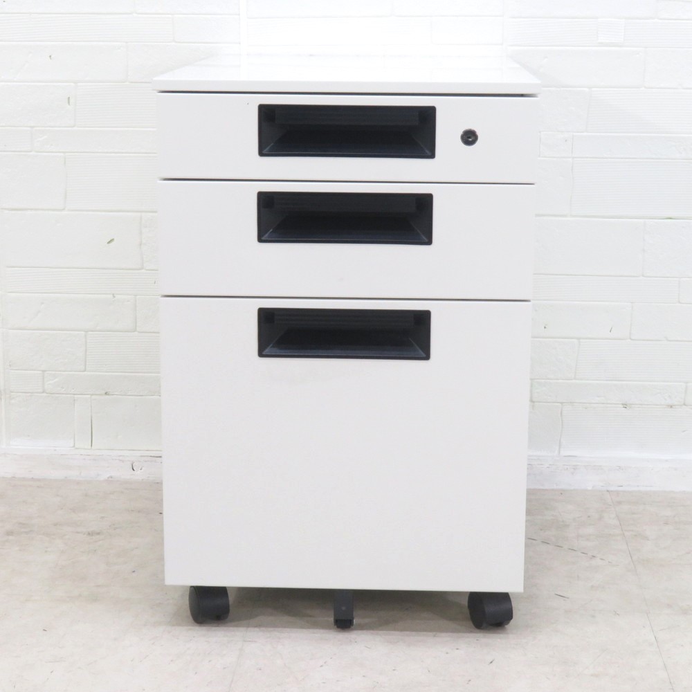 PLUS プラス 3段ワゴン SP-046SC-3 WH ホワイト 収納ワゴン 鍵有り