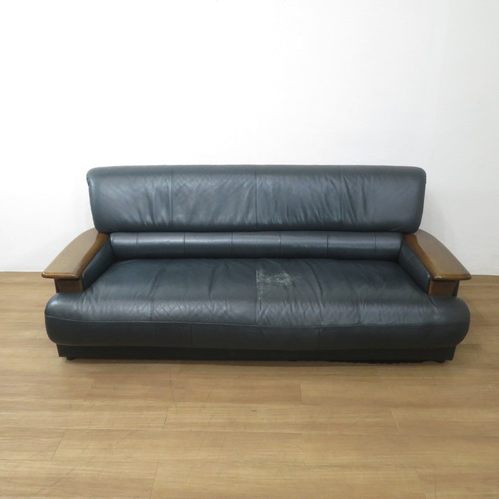 中古】カリモク 応接ソファ4点セット ブラックグリーン テーブル