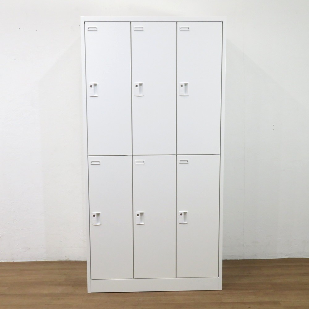 中古】オカムラ 6人用ロッカー 4566FZ ZA75 ホワイト 幅900mm 奥行