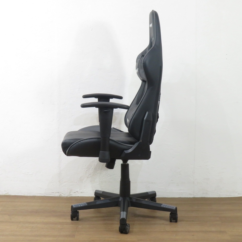 中古】GTレーシング ゲーミングチェア ブラック/グレー 肘付き