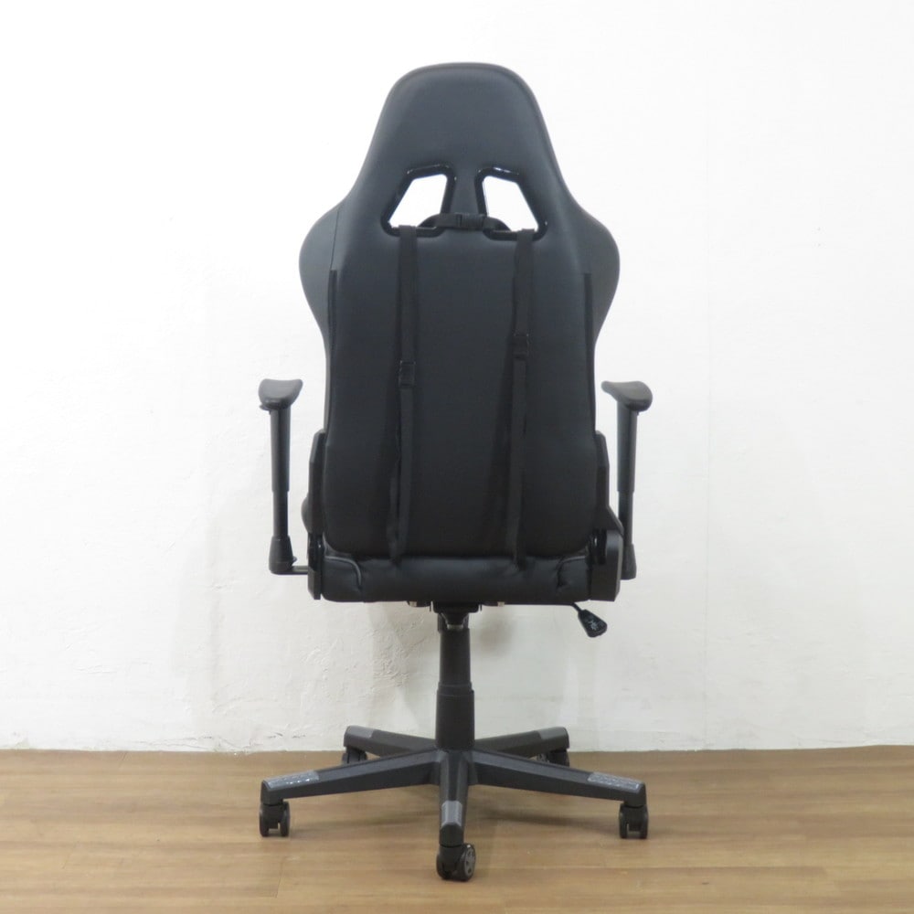 中古】GTレーシング ゲーミングチェア ブラック/グレー 肘付き