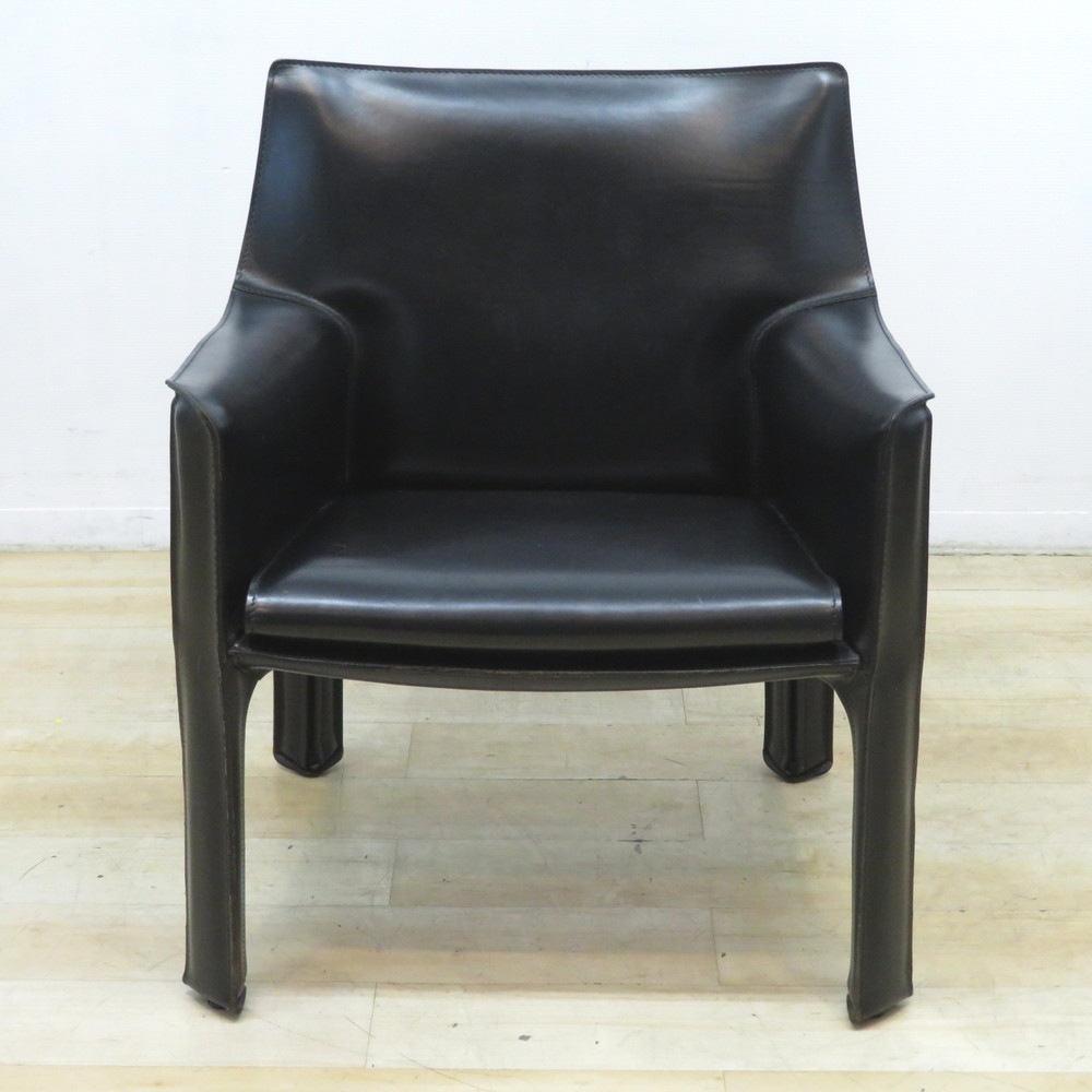 中古】 Cassina 414 CAB ラウンジチェア ブラック 1シーター キャブ