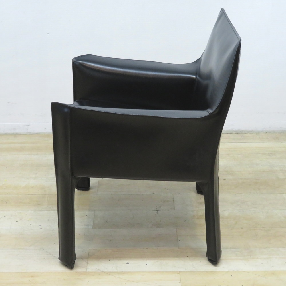 中古】 Cassina 414 CAB ラウンジチェア ブラック 1シーター キャブ